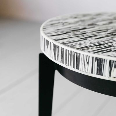Meena Side Table - Black & White Bone Inlay