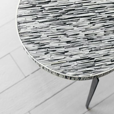 Meena Side Table - Black & White Bone Inlay