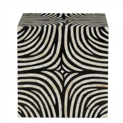 Zebra Side Table - Black & White Bone Inlay