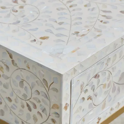 Iris Side Drawer - White Mother of Pearl Inlay