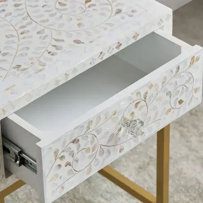 Iris Side Drawer - White Mother of Pearl Inlay