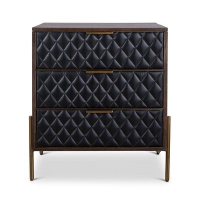 Liwa Side Drawer - Black Leather