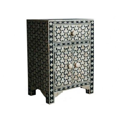 Vaan Side Drawer - Black & White Bone Inlay 