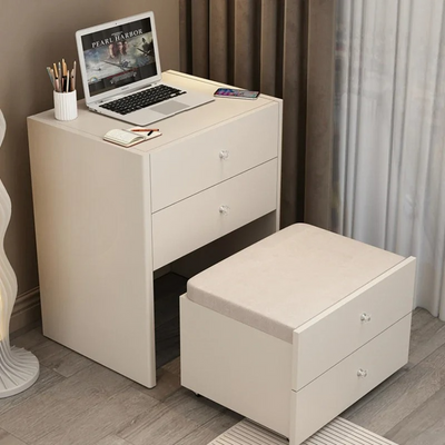 Dressing Table Smart Modern Compact Vanity Table With Mirror In 3 Modes LED Light And Folding Bench 4 Storage Drawers  80x70x40 cm