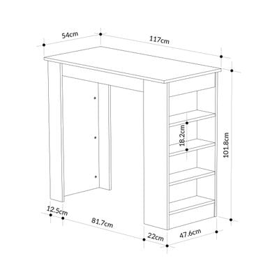 Swallow Bar Table With Storage - Bendir/ White- 2 Years Warranty