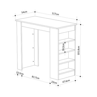 Swallow Bar Table With Storage - Black Marble/ White- 2 Years Warranty