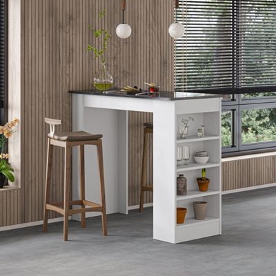 Swallow Bar Table With Storage - Bendir/ White- 2 Years Warranty