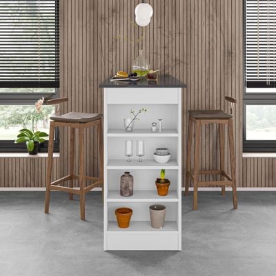 Swallow Bar Table With Storage - Bendir/ White- 2 Years Warranty