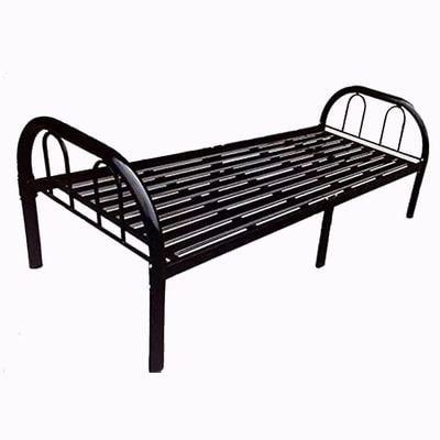 Empire Furniture Single Metal Steel Bed with Medicated Mattress, Black, 190L x 90W x 30H