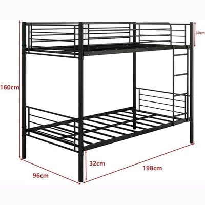 Empire Furniture Single Bunk Bed Frame, with Ladder and Underbed Storage, 160 x 198x 96, Black