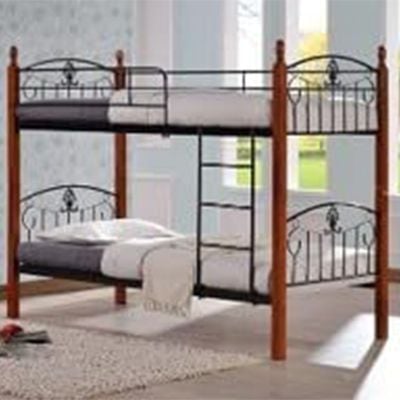 Empire Furniture Twin Over Twin Wooden Bunk Bed,Heavy-Duty Double Decker with Guard Rails for Homes, Cherry Finish, 190 cm x 97 cm x 150 cm