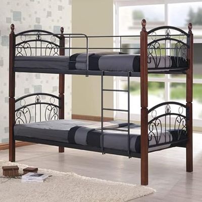 Empire Furniture Steel and Pine Wood Bunk Bed with Guardrails, Sturdy Double Decker Bed, 190 x 90 x 170 cm