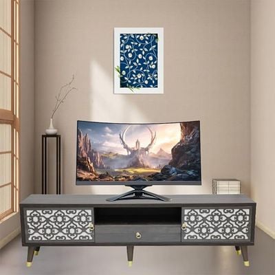 Empire Furniture Modern Wooden TV Unit with Storage Drawers and Shelves, Grey