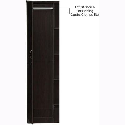 Empirefurniture 2 Door Wooden Wardrobe with Lockable Doors, Front Mirror, Cupboard, and Storage Drawer – Modern Bedroom Cabinet with Shelves and Hanging Rod (Wenge)