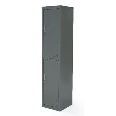 Empire Furniture Steel Locker Cabinet, Two Tier, Ash, 180H x 45D x 40W