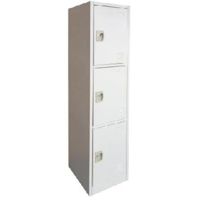 Empire Furniture Alloy Steel Three Tier Cabinet Locker, Ash, 180H x 45D x 40W