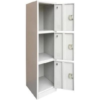 Empire Furniture Alloy Steel Three Tier Cabinet Locker, Ash, 180H x 45D x 40W