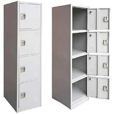 Empire Furniture Four Tier Steel Cabinet Locker, Ash, 180H x 45D x 40W