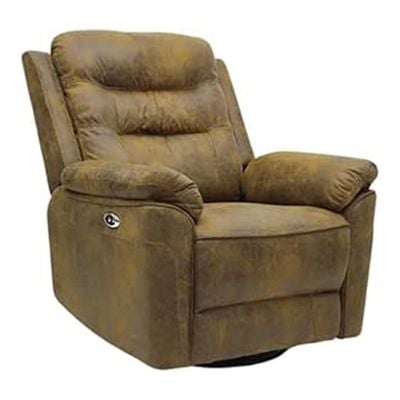 Empire Furniture Electric Recliner Chair for Living Room, Single Seater Rocking Sofa with Footrest, Faux Leather, Gold