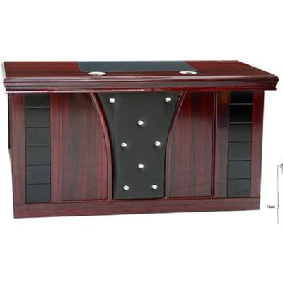 Compact L-Shaped Wooden Office Desk with Mobile Storage Drawers, 140x70x75, Mahogany