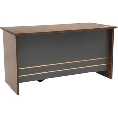Executive Workstation Office Table, Durable Desk with Storage Drawers and Cable Management, 140 x 70 x 75, Golden Oak/Grey Finish