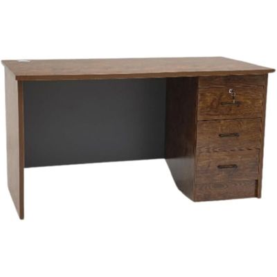 Executive Workstation Office Table, Durable Desk with Storage Drawers and Cable Management, 140 x 70 x 75, Golden Oak/Grey Finish