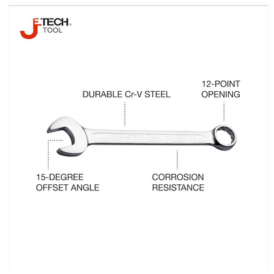 Jetech 1-1/4 Inch Combination Wrench - Industrial Grade Spanner with 12-Point Design, 15-Degree Offset, Made with Durable Chrome Vanadium Steel in Sand Blasted Finish, Forged, Heat-Treated, SAE
