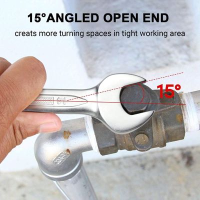 Jetech 14mm Combination Wrench - Industrial Grade, Chrome Vanadium Steel, Sand Blasted Finish, Precision Machined 12-Point Opening, Off-Corners Design, 15-Degree Offset 