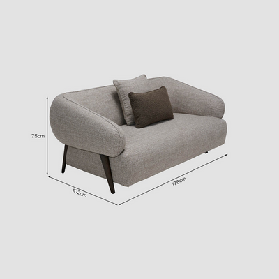 Mirte 2-Seater fabric sofa grey with 2 years of warranty