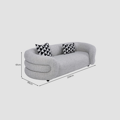 Ellena 3-seater fabric sofa grey with 2 years warranty