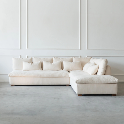 Sultan L Shaped Premium 6 seater fabric Sofa - Beige