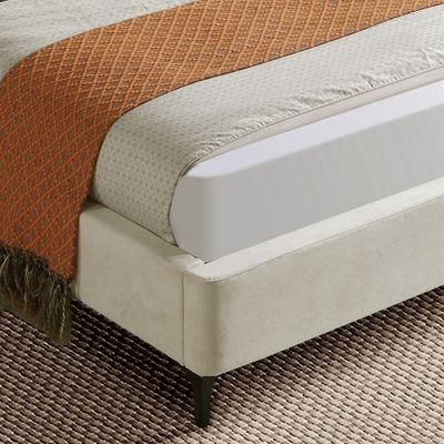 Home Canvas OSAKA King Upholstered Bed with Curved Headboard & Metal Feet (180x200)