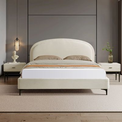 Home Canvas OSAKA King Upholstered Bed with Curved Headboard & Metal Feet (180x200)