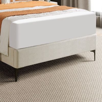 Home Canvas KYOTO King Upholstered Bed with Straight-Line Headboard & Metal Feet (180x200)