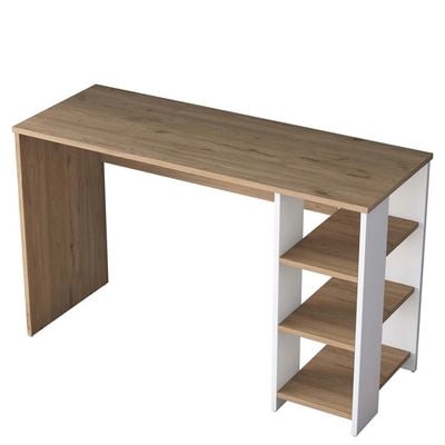 Home Canvas Vireo Sleek Desk with Built-in Storage - White and Oak