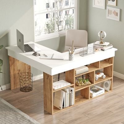 Home Canvas Tywin Corner Desk Pine and White