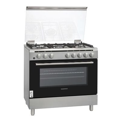 Daewoo Gas Cooker, Gas Oven, 90 Cm, Cast Iron, 90X60, 65L Capacity, Made In Turkiye, Full Safety, Turkey, Convection Fan, Double Ring Burner, Self-Cleaning, Sabaf Burners , 90 Litre, Sabaf Burner, Full Safety , Self-Clean Oven , Gas Oven , Stainless Steel , Dgc-S965Hf