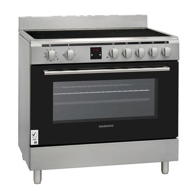 Daewoo Ceramic Cooker, 90 Cm, 90X60, Electric, Convection Fan, Schott Ceran Ceramic, 90L Capacity, Made In Turkiye, Turkey  , 90 Litre, Schott Ceran Ceramic, Full Safety , Easy-Clean Oven , Electric Oven , Stainless Steel , Dcc-S965Hf