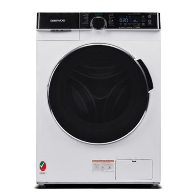 Daewoo Front Load Washing Machine, 8 Kg, Super Cube Drum, Super Steam, Drum Clean, Night Wash, Bldc Inverter Motor, 1400 Rpm, White With Black Door , 8 Kg, Front Loading, 1400 Rpm, Bldc Inverter Motor, Super Steam, White , Dwd-8W1412I