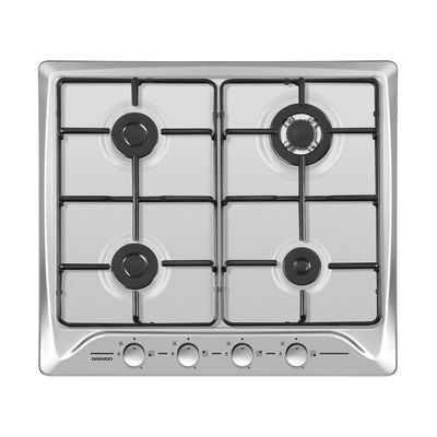 Daewoo Gas Hob, 60 Cm, 4 Burners, Full Safety, Sabaf Burner, 60X60, Stainless Steel  , Auto-Cut Off , Sabaf Burner, Full Safety , Multipurpose Hob , Anti-Slip, Stainless Steel , Dgt-S664T