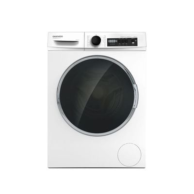 Daewoo Front Load Washing Machine, 9 Kg, Super Cube Drum, Super Steam, Drum Clean, Night Wash, Bldc Inverter Motor, 1400 Rpm, White With Black Door , 9 Kg, Front Loading, 1400 Rpm, Bldc Inverter Motor, Super Steam, White , Dwd-9W1412I