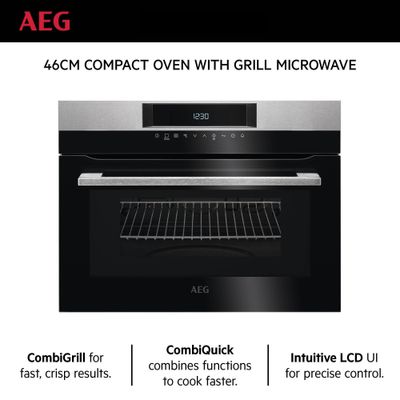 Aeg Built In Oven , Microwave Oven Built-In, 60 Cm, Microwave Oven , Grill Option, Combigrill , Lcd Display, Black, Kmk721000M