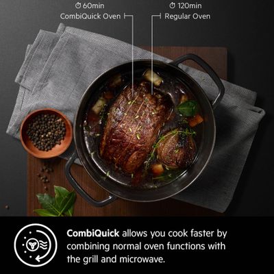 Aeg Built In Oven , Microwave Oven Built-In, 60 Cm, Microwave Oven , Grill Option, Combigrill , Lcd Display, Black, Kmk721000M