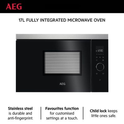 Aeg Built In Microwave , Microwave Oven Build-In, 60 Cm , 17L, Child-Lock, Black, Mbb1756Sem