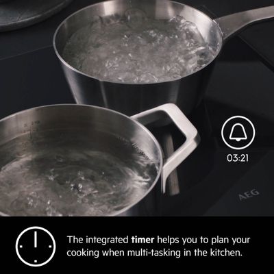 Aeg Built In Induction Hob , Induction Hob Built-In, 90 Cm, Maxi Sense Hob2Hood, Flexibridge, Multitasking Timer, Black, Ike95474Xb
