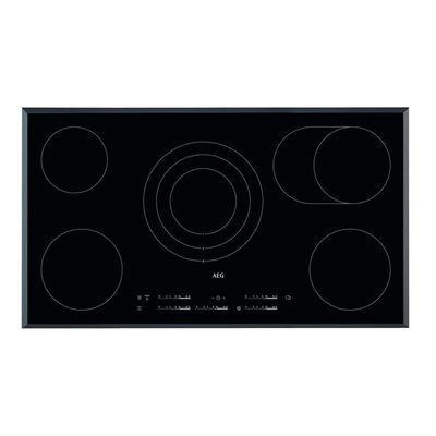 Aeg Built In Electric Hob , Electric Hob Built-In, 90Cm, Fast Automax , Oko Timer, Touch Control, Maxi Sense Hob2Hood, Black, Hk955070Fb