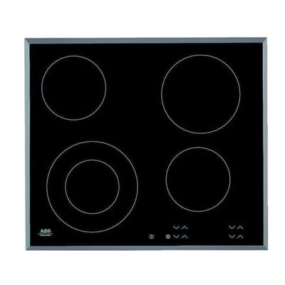 Aeg Built In Electric Hob , Electric Hob Built-In, 60Cm, Touch Controls, Xl Cooking Zones, Hot Surface Indicator, Black, Hk624010Fb