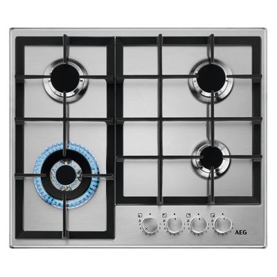 Aeg Built In Gas Hob , Gas Hob Built-In, 60Cm, 4 Burner, Stainless Steel, Black, Hgb64420Sm