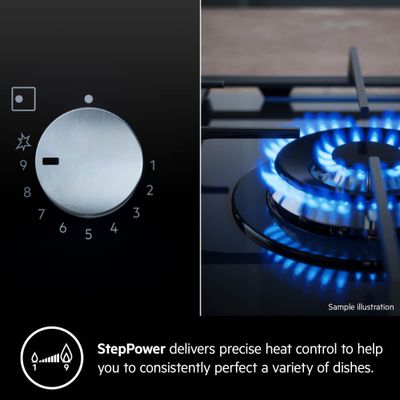 Aeg Built In Gas Hob , Gas Hob Built-In, 60Cm, 4 Burner, Stainless Steel, Black, Hgb64420Sm