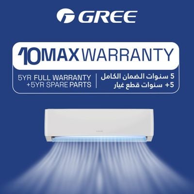 Gree Split Ac , 1.0 Ton, Rotary Compressor, R410 Gas, Gold Fin Coating , Turbo Mode, Remote Control, White , Pular-R12C3